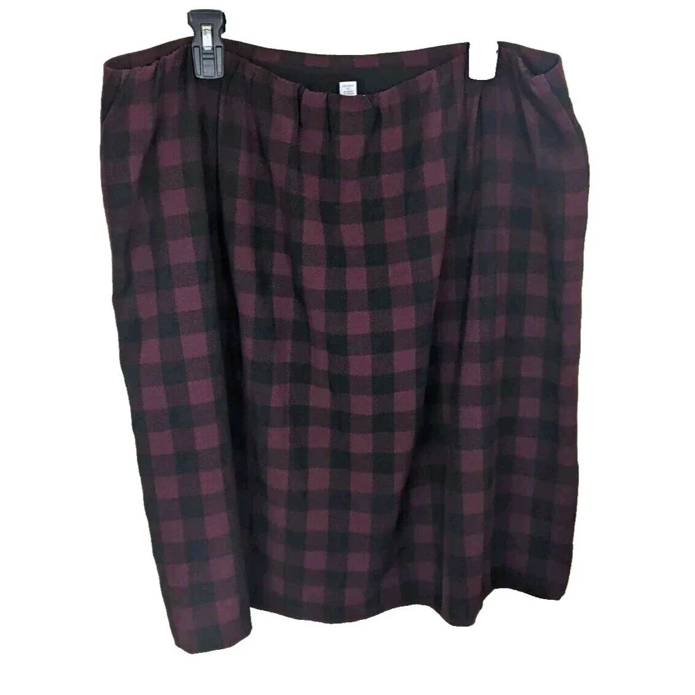 J. Jill Skirt Elastic Waist Pull On Mini Lined Pockets Check Size 2X